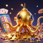 Experience the thrill of Debet with golden coins and slot games in a vibrant 3D world.