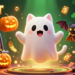 Experience thrilling gaming at F8BET with a ghost cat and vibrant casino scene.