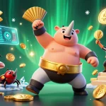 Engage with tonic-themed vibrant gaming action featuring beetle champions celebrating wins amidst golden coins.