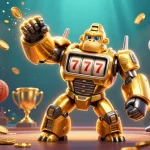 Experience thrilling gameplay with red88's vibrant 3D illustration featuring a golden gorilla mech and dynamic sports elements.