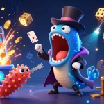Experience kèo nhà cái 5 with captivating card tricks by a bioluminescent eel in a magical underwater casino scene.