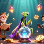 Experience captivating gambling thrills at go88 with a mystical fortune teller and vibrant crypto elements.