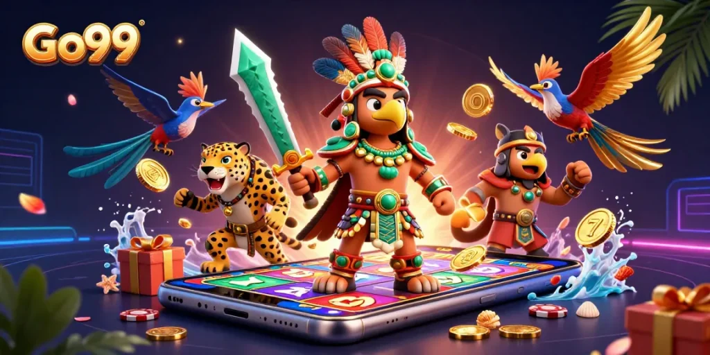 Spin the reels at Go99 with vibrant characters and exciting slot game elements!