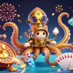 Engage with thrilling games at sunwin3, featuring a big kraken, vibrant casino elements, and dazzling effects.