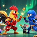 Experience the thrill of keo nha cai with dynamic fighting roosters and arcade game elements.