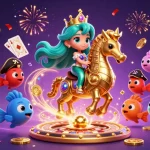 Engage with BTY6137: Vibrant 3D illustration of a casino-themed mermaid adventure.