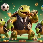 Experience winning action at ao88az with a snapping turtle in a mobster suit amidst casino excitement.