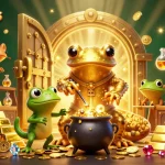 Win big at crazyvegas with lively characters creating gold coins in this vibrant casino scene.
