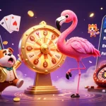 Engage with thrilling slot depo 5rb action in this dynamic 3D casino scene featuring colorful games.