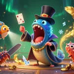 Engaging magic performance by animated 88kbet characters in a vibrant casino scene.
