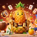 Play exciting games at SC88, featuring a golden pineapple king surrounded by vibrant casino elements.