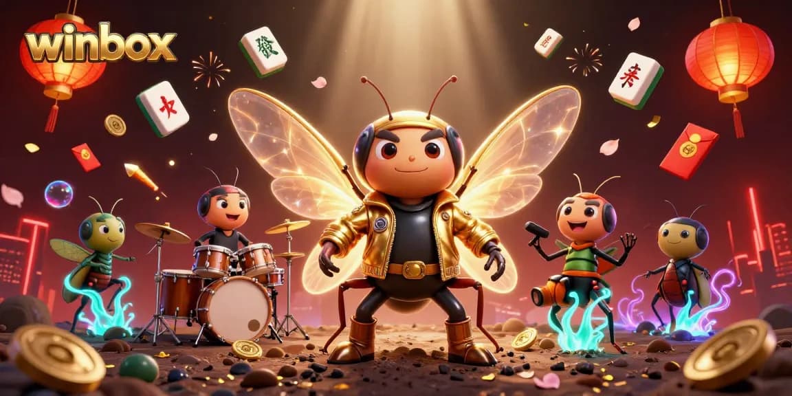 Experience the vibrant world of winbox in this playful 3D illustration featuring a rock star cicada and more.