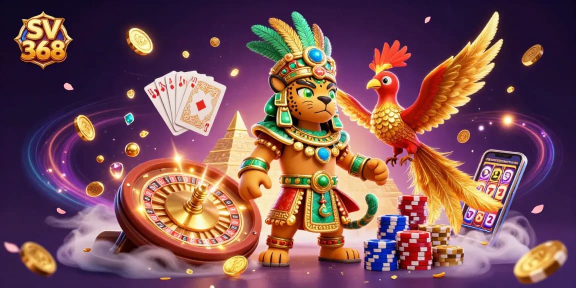 Engage with SV 368 as the Mayan jaguar priest and quetzal bird celebrate vibrant casino action.