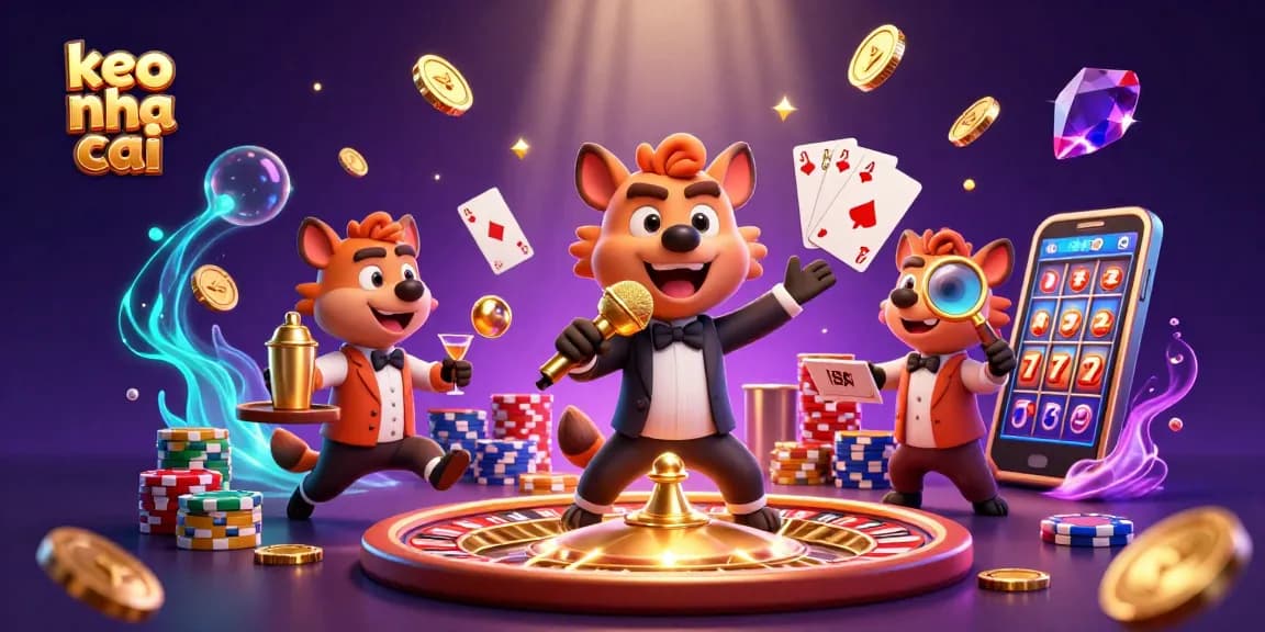 Experience thrilling keo nha cai action as cartoon hyenas run a dynamic sportsbook with vibrant scene elements.