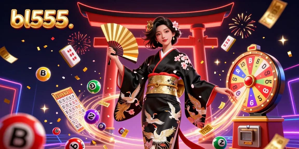 Play big and win at bl555 with a stunning illustration showcasing dynamic lottery elements and a vibrant casino atmosphere.