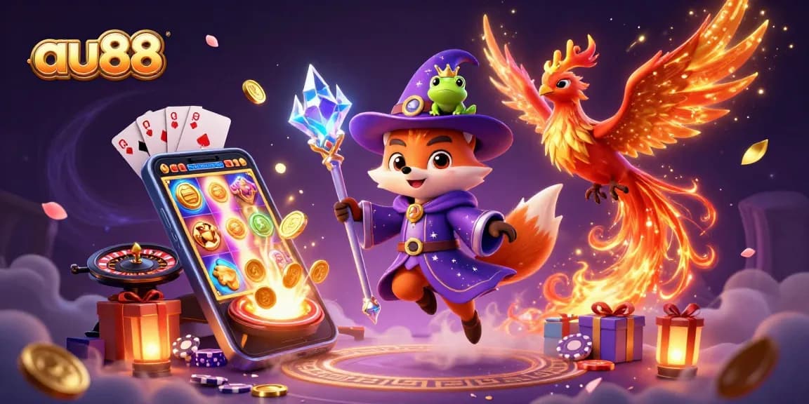 Experience magic and luck with au88's enchanting casino gaming illustration featuring rich visuals.