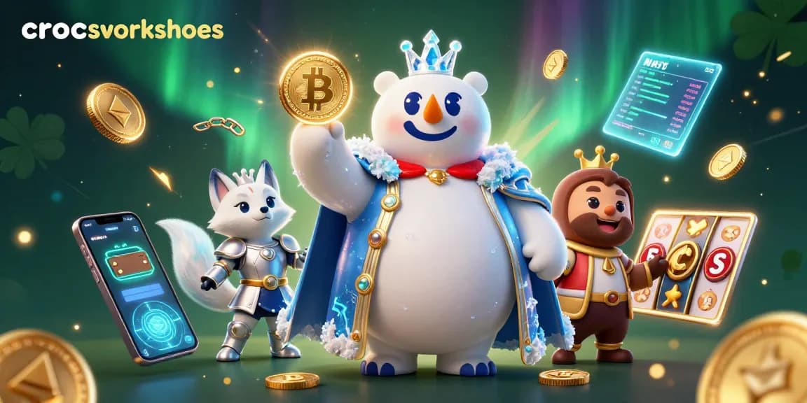 Win with crocsworkshoes in this vibrant, detailed casino scene featuring crypto elements.