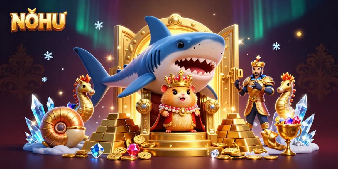 Engage with NOHU casino's vibrant kingly treasure scene rich in gold and gems.