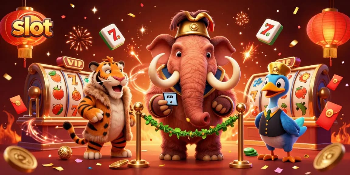 Experience the excitement of slot gaming in a vibrant casino scene with colorful characters!