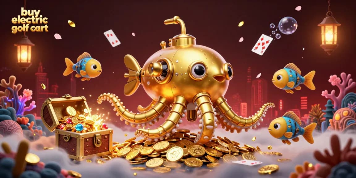 Engage in thrilling moments to buy electric golf cart while exploring a dynamic underwater casino scene.