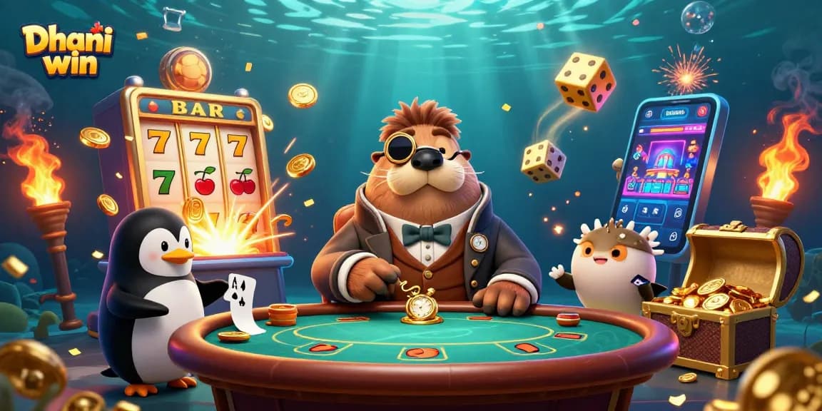 Experience thrilling gameplay on Dhani win with casino action featuring unique characters in a vibrant scene.