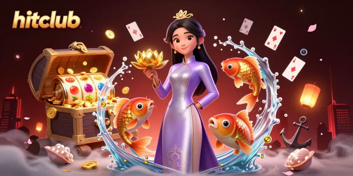 Engaging artwork featuring hitclub's thrilling slot machine experience with vibrant characters and rich casino elements.
