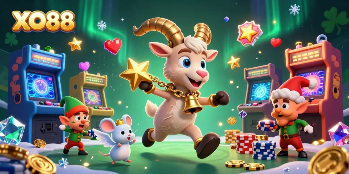 Experience the thrilling action at XO88's casino with lively characters and vibrant gaming elements.