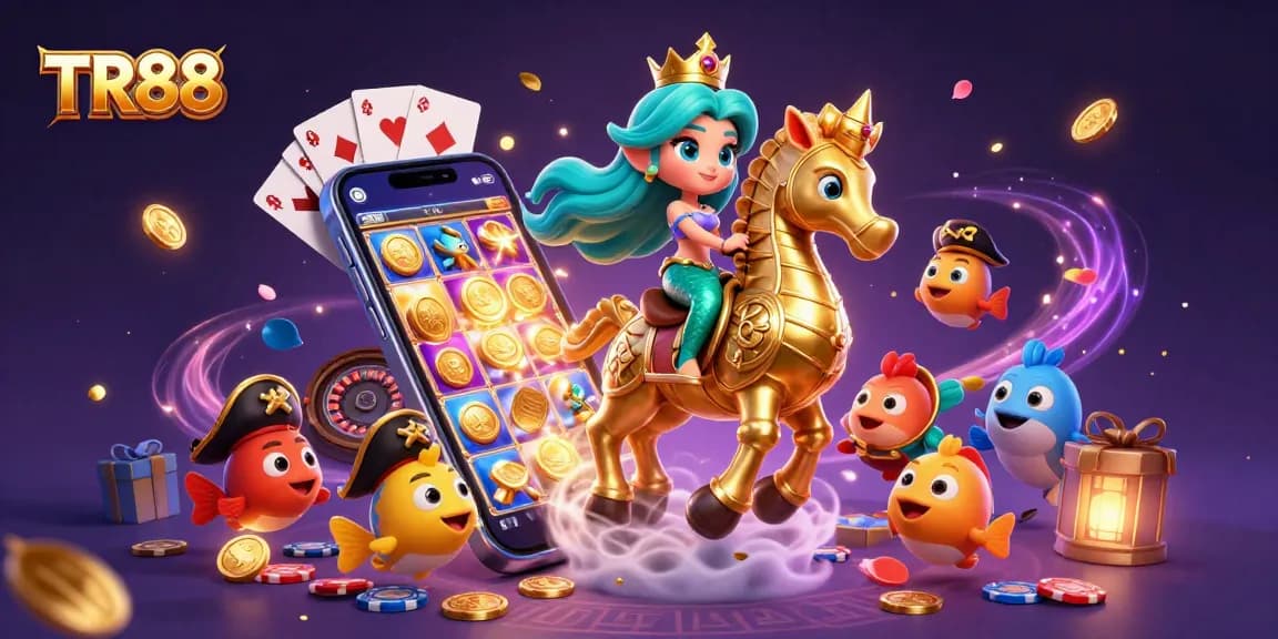 Experience TR88 with a vibrant mermaid theme, engaging in casino gaming with vivid details and excitement.