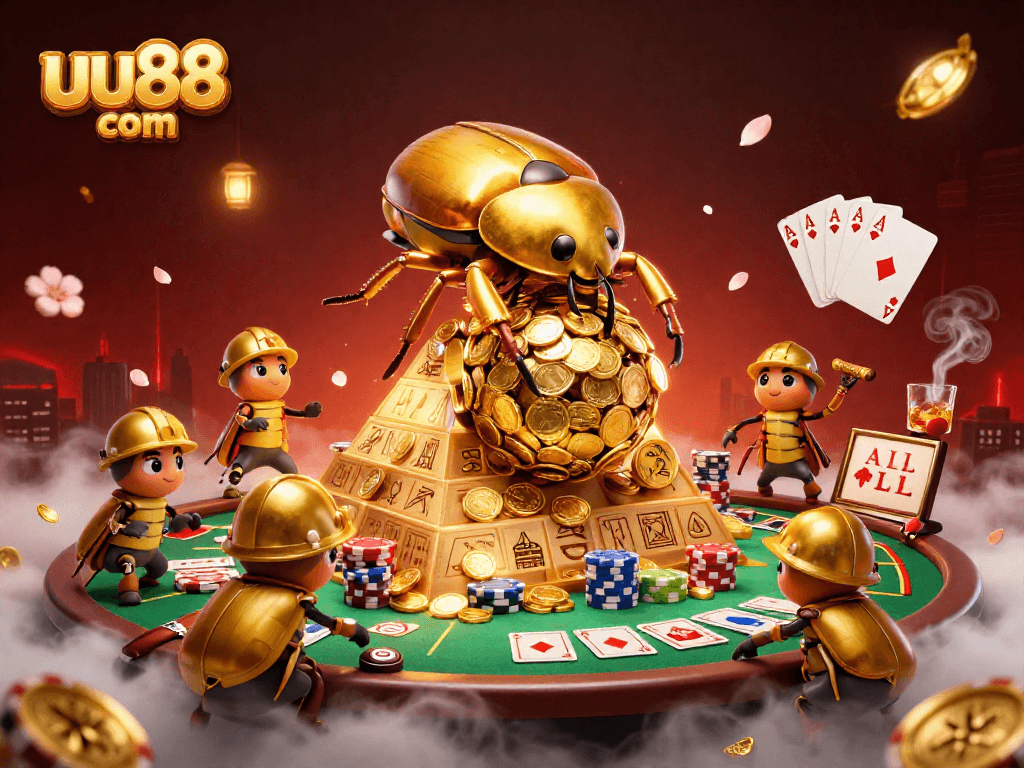 Engage with the excitement of uu88 com casino gaming featuring dynamic golden beetles and casino elements.