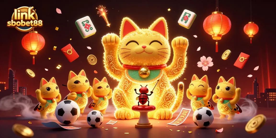 Experience the thrill of betting with link sbobet88 in a vibrant casino-themed illustration.