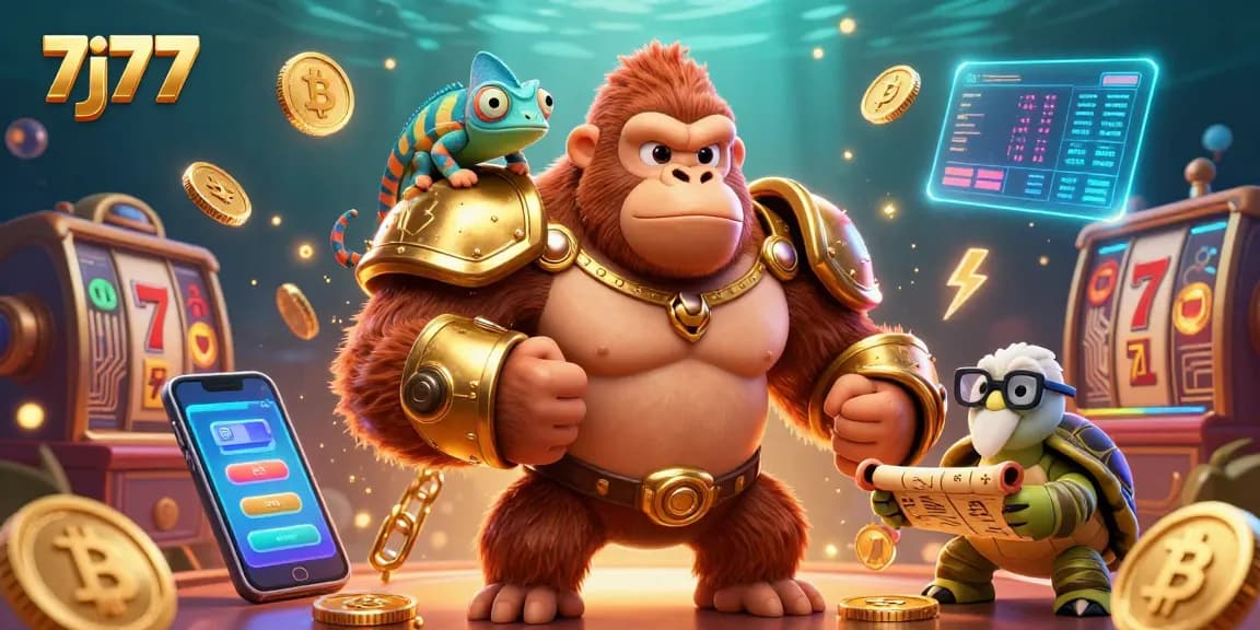 Join the action with 7j77 as the gorilla king conquers the casino realm in vivid 3D.