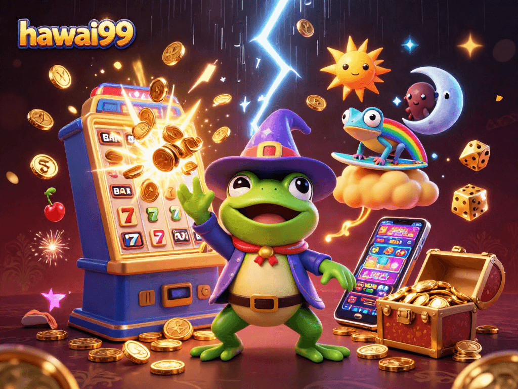 Play exciting games at hawai99 with 3D wizards, vibrant coins, and thrilling casino elements.