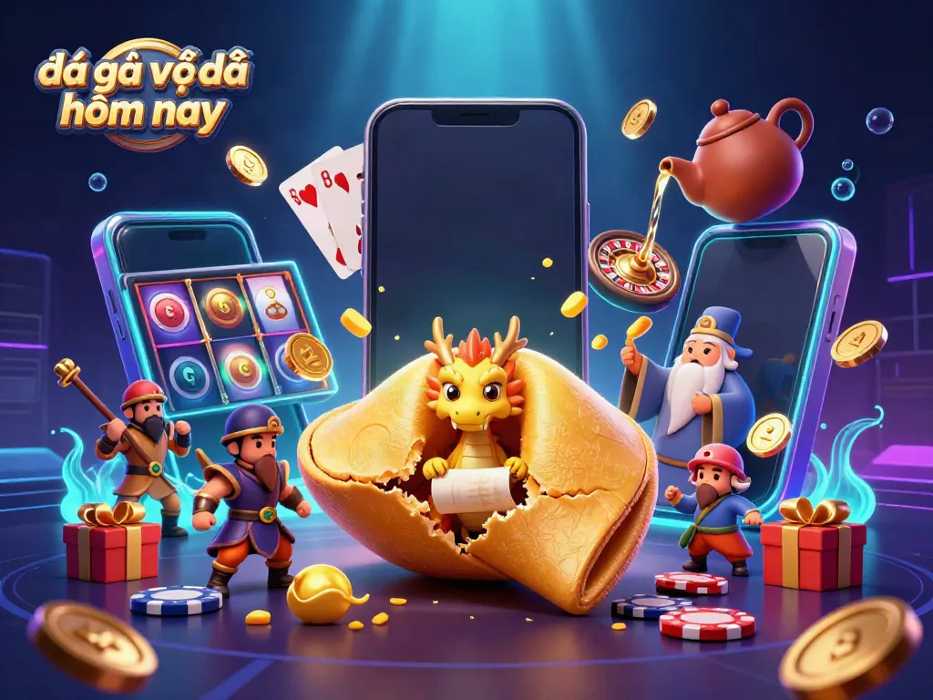Experience the excitement of đá gà trực tiếp hôm nay with visuals of a dragon and golden imagery.