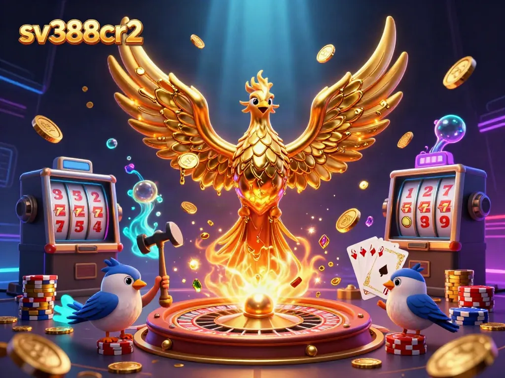 Experience the thrill of sv388cr2's live cockfighting with vibrant 3D visuals and dynamic gaming elements.
