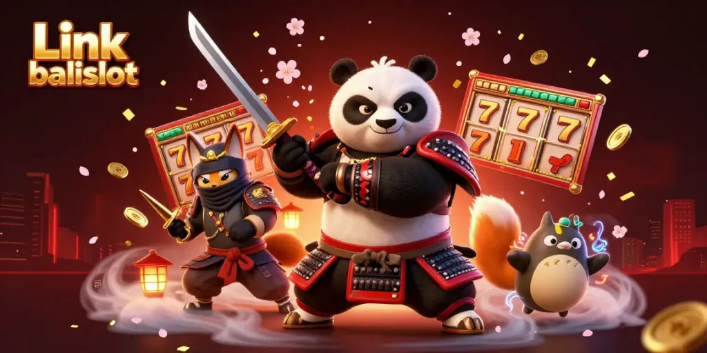 Experience thrilling gameplay with Link balislot featuring a dynamic 3D samurai panda and vibrant casino elements.