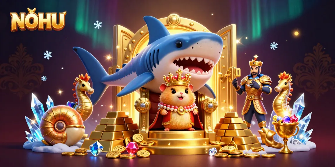 Engage with NOHU casino's vibrant kingly treasure scene rich in gold and gems.