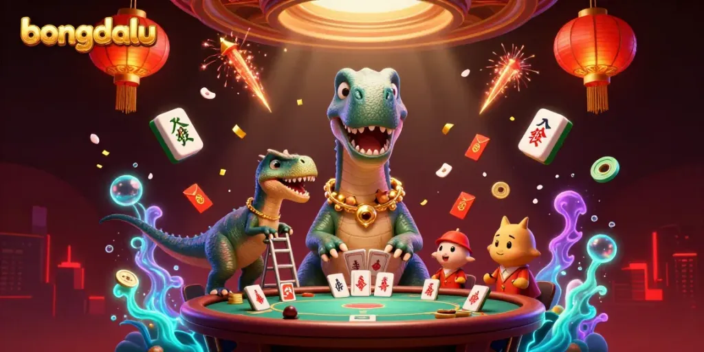 Engage in the thrilling world of bongdalu with a lively 3D illustration featuring casino elements and characters.