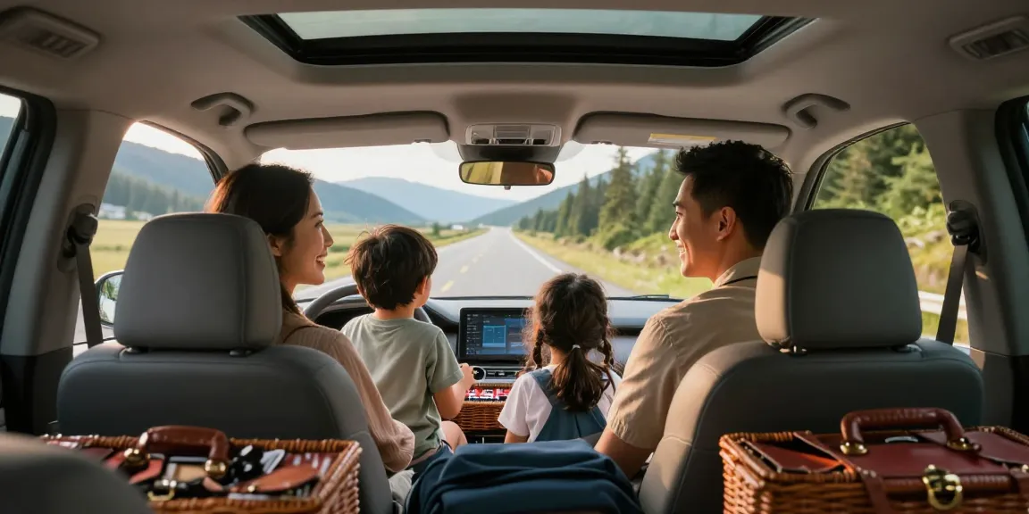Family enjoying a road trip in an SUV, seanbowieforaz adventure captured.