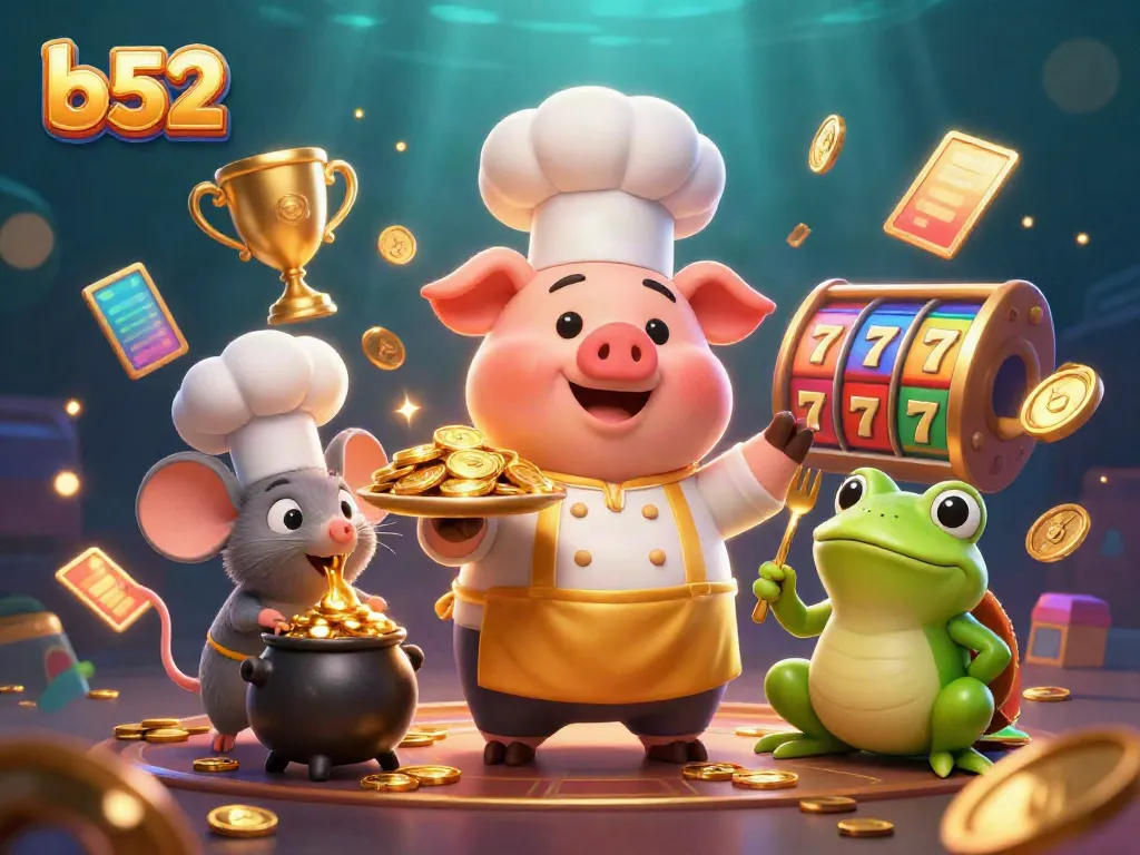 Experience the excitement of b52 with gold coins and captivating casino elements in this dynamic illustration.