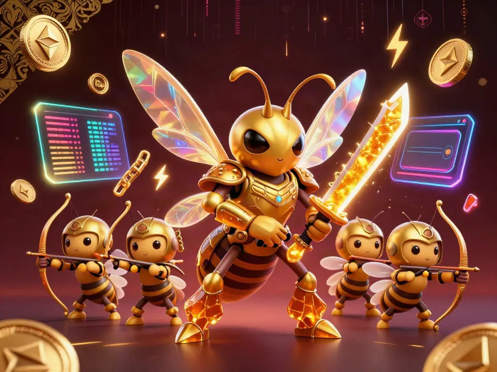 Engage with the vibrant world of tai xiu, showcasing a cartoon samurai hornet amidst digital coin elements.