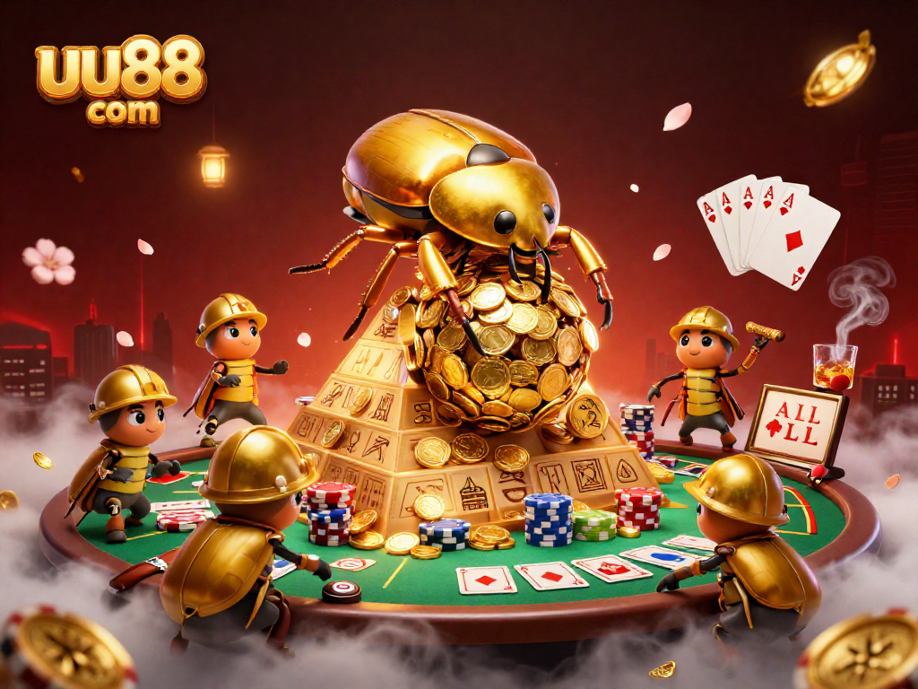 Engage with the excitement of uu88 com casino gaming featuring dynamic golden beetles and casino elements.