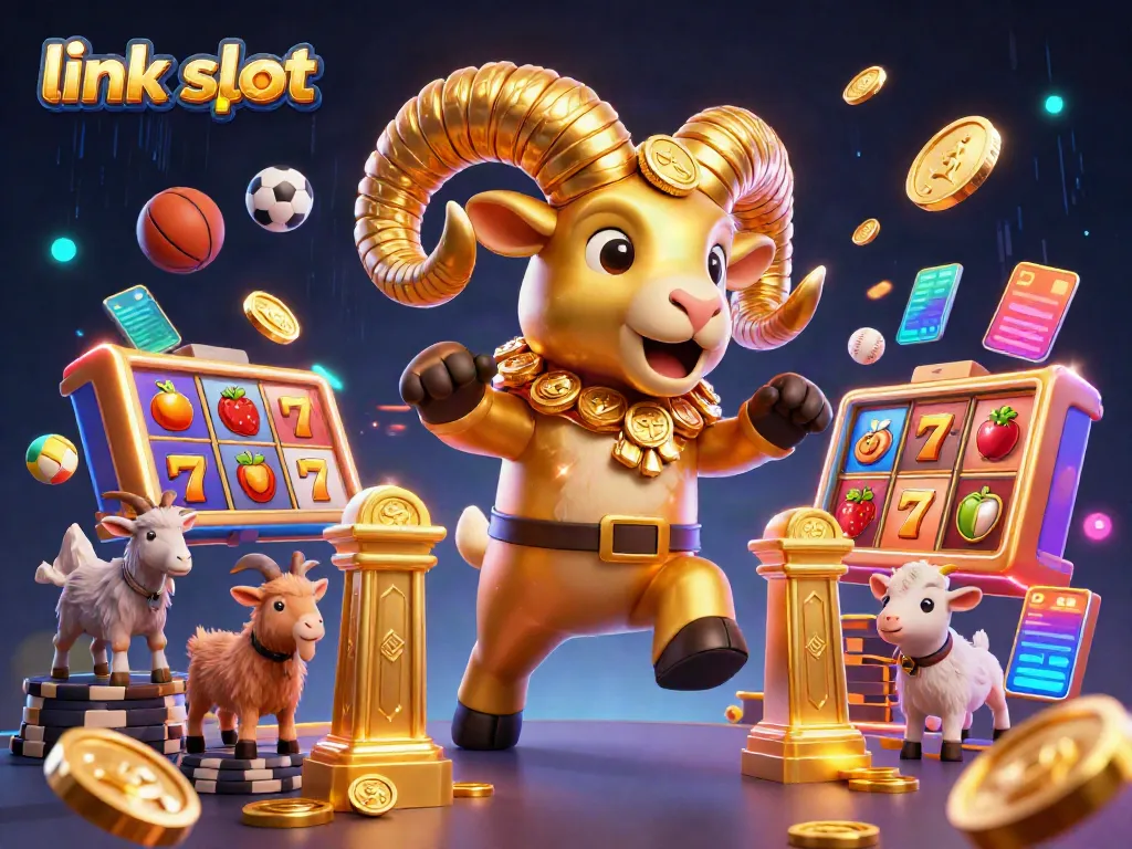 Engage with link slot action in this vibrant 3D casino scene featuring dynamic characters and elements.