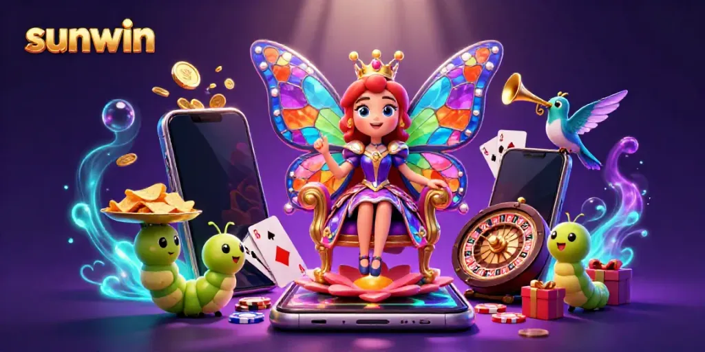 Experience vibrant gameplay at sunwin with immersive casino elements in a stunning 3D illustration.