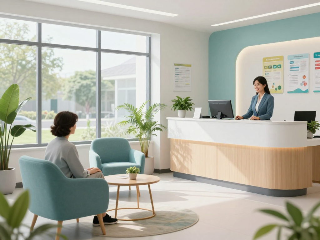 Psychiatric assessment at modern healthcare clinic with compassionate doctor in comfortable patient care environment.