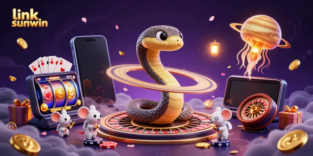 Experience the exciting world of gaming with link sunwin, showcasing a vibrant 3D casino scene filled with thrilling characters and elements.