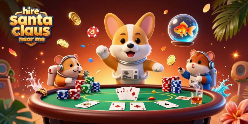 Experience festive magic as you hire Santa Claus near me for unforgettable events, set in a vibrant casino.