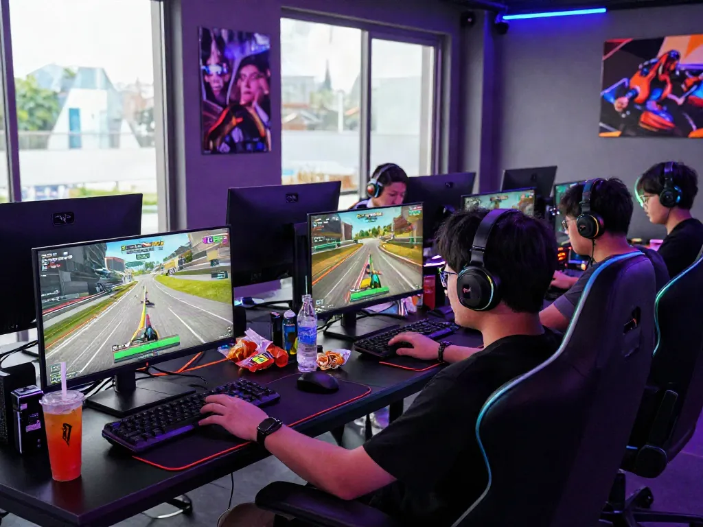 Exciting gaming session of rokok88 with vibrant setups and engaged players.