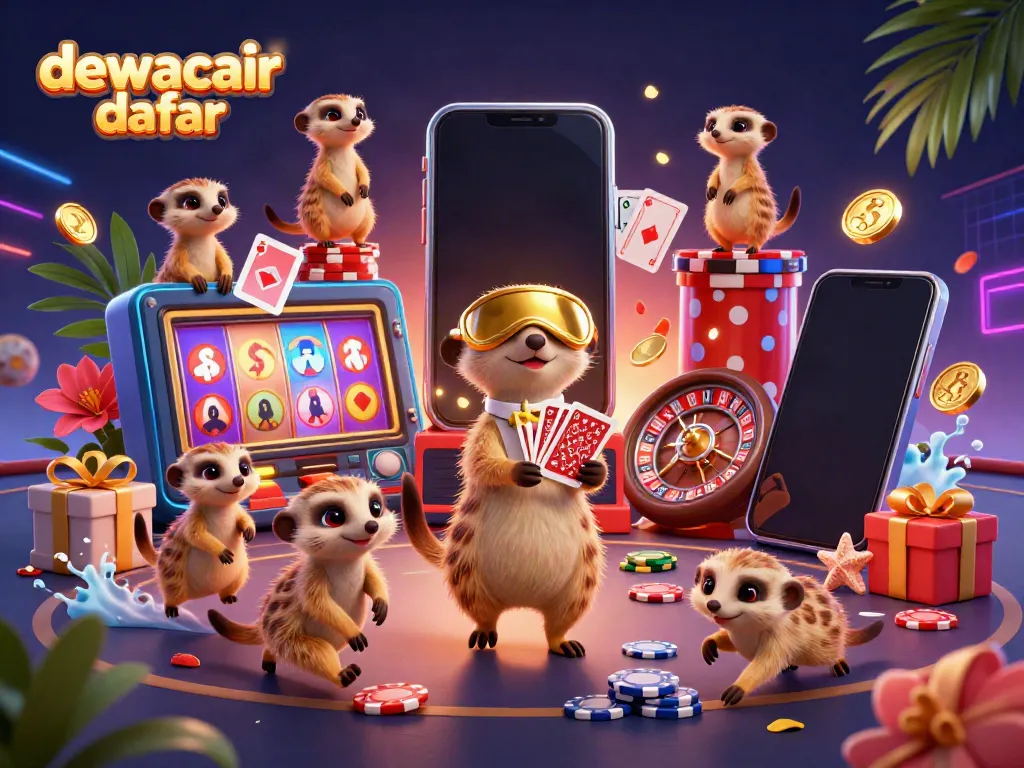 Experience excitement at dewacair daftar with cartoon meerkats expertly managing a colorful casino.
