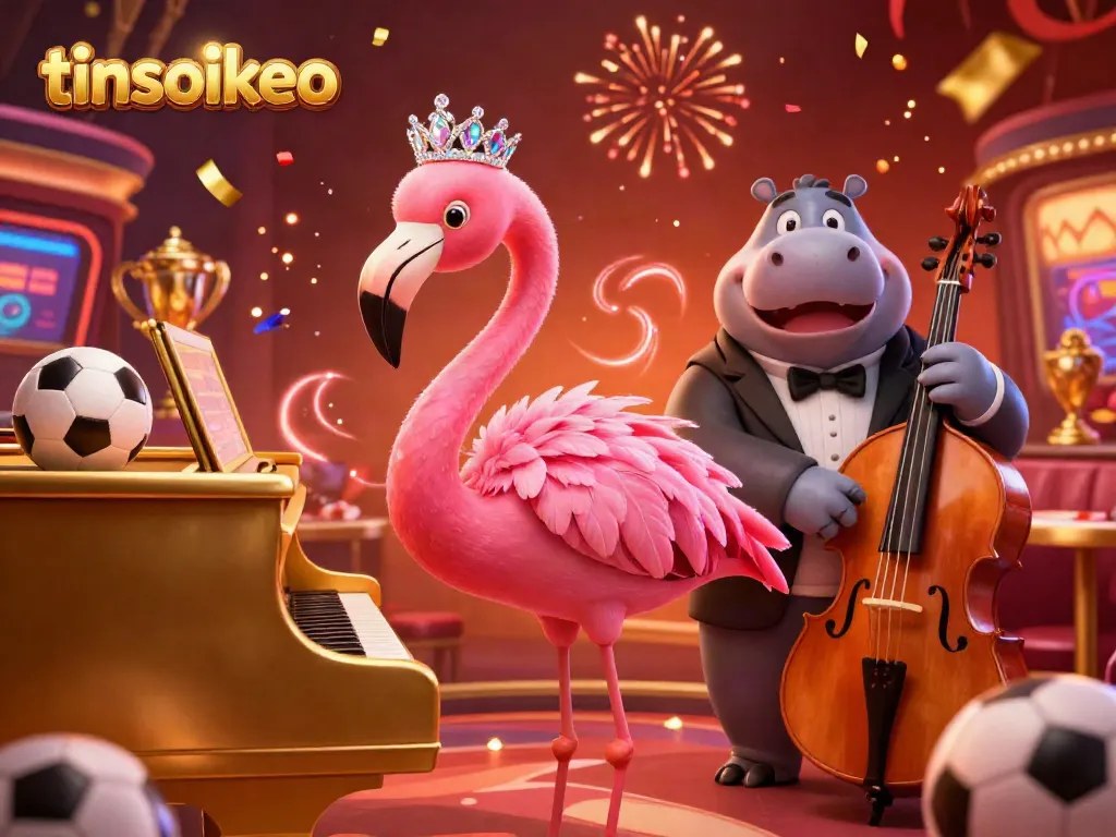 Experience dynamic sports betting with tinsoikeo's vibrant casino atmosphere featuring lively characters and colorful elements.