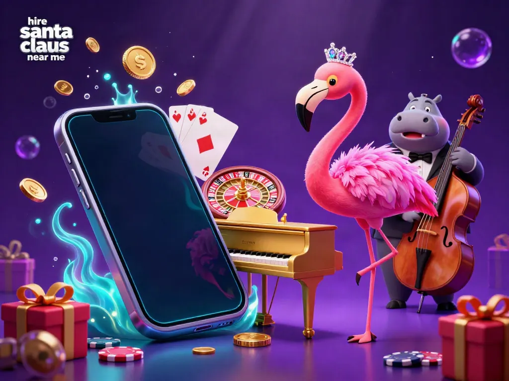 Engage with the colorful casino vibes as you hire santa claus near me for your festive celebrations and events.